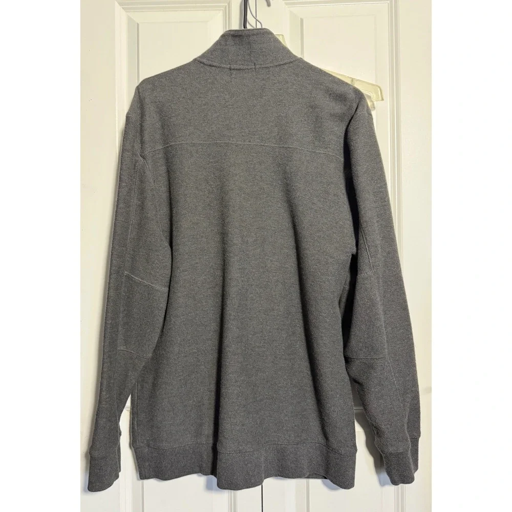 Calvin Klein Full Zip Sweater Mens Large Grey Excellent 100% Cotton Mock Neck